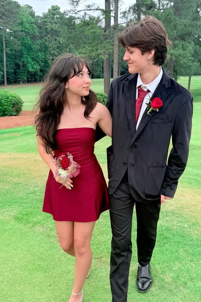 Strapless Ruched Satin Mini Dress