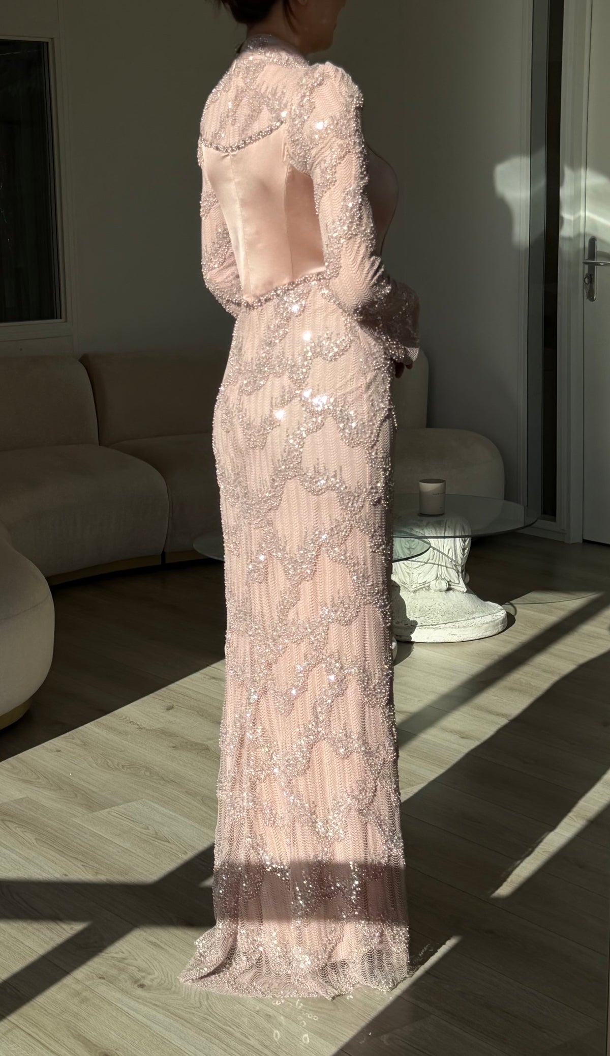 Embellished High Neck Corset Maxi Dress