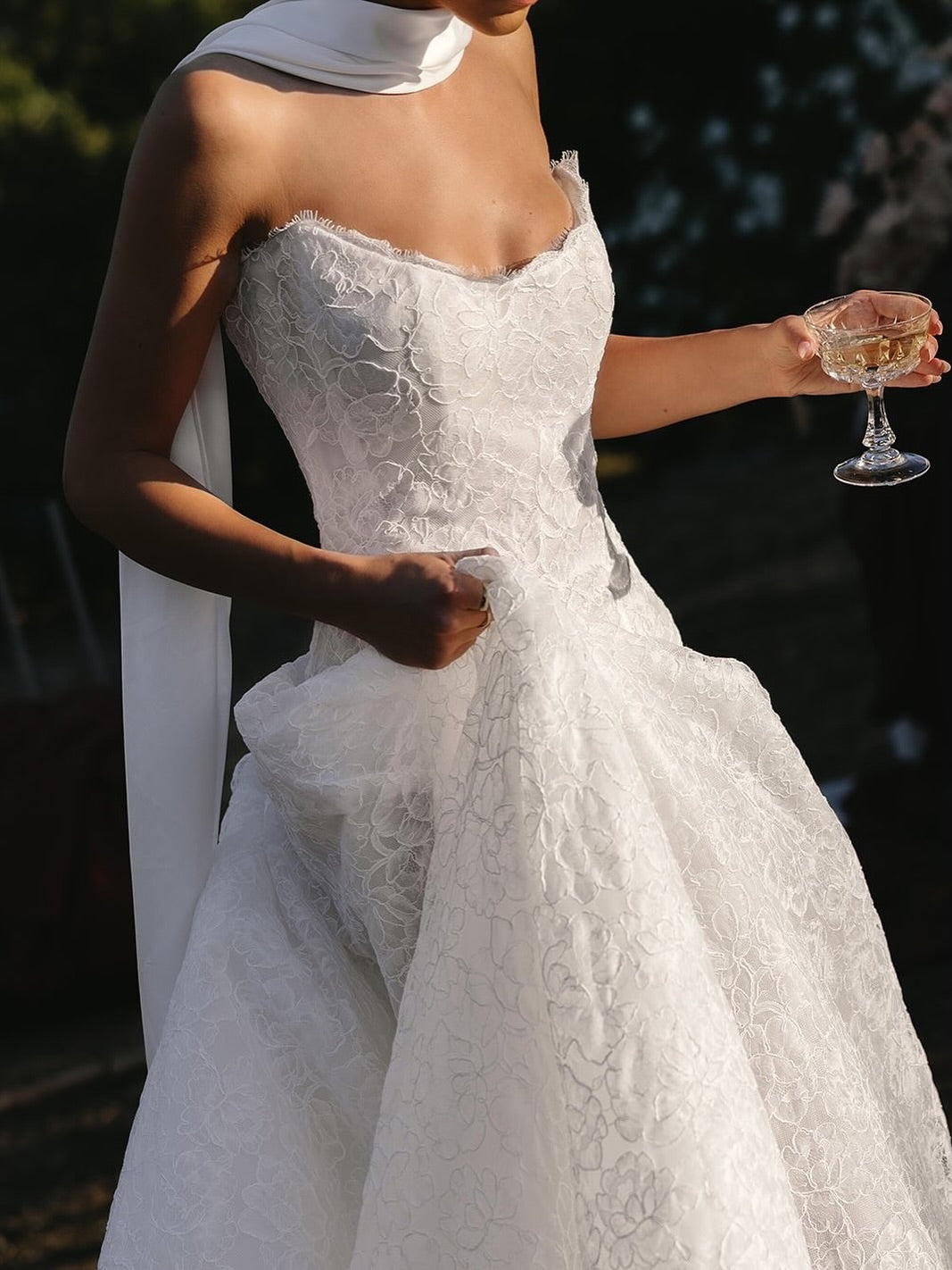 Lace Strapless Scoop Neck A-Line Wedding Dress