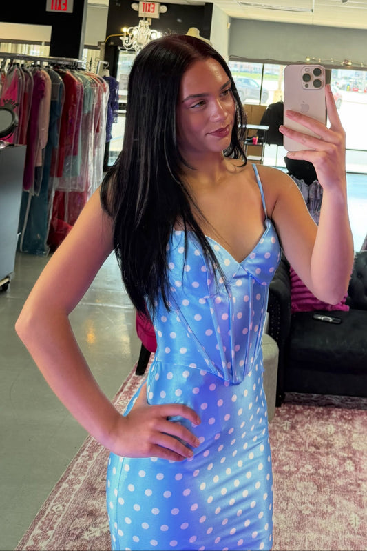 Polka Dot Corset Satin Mini Dress