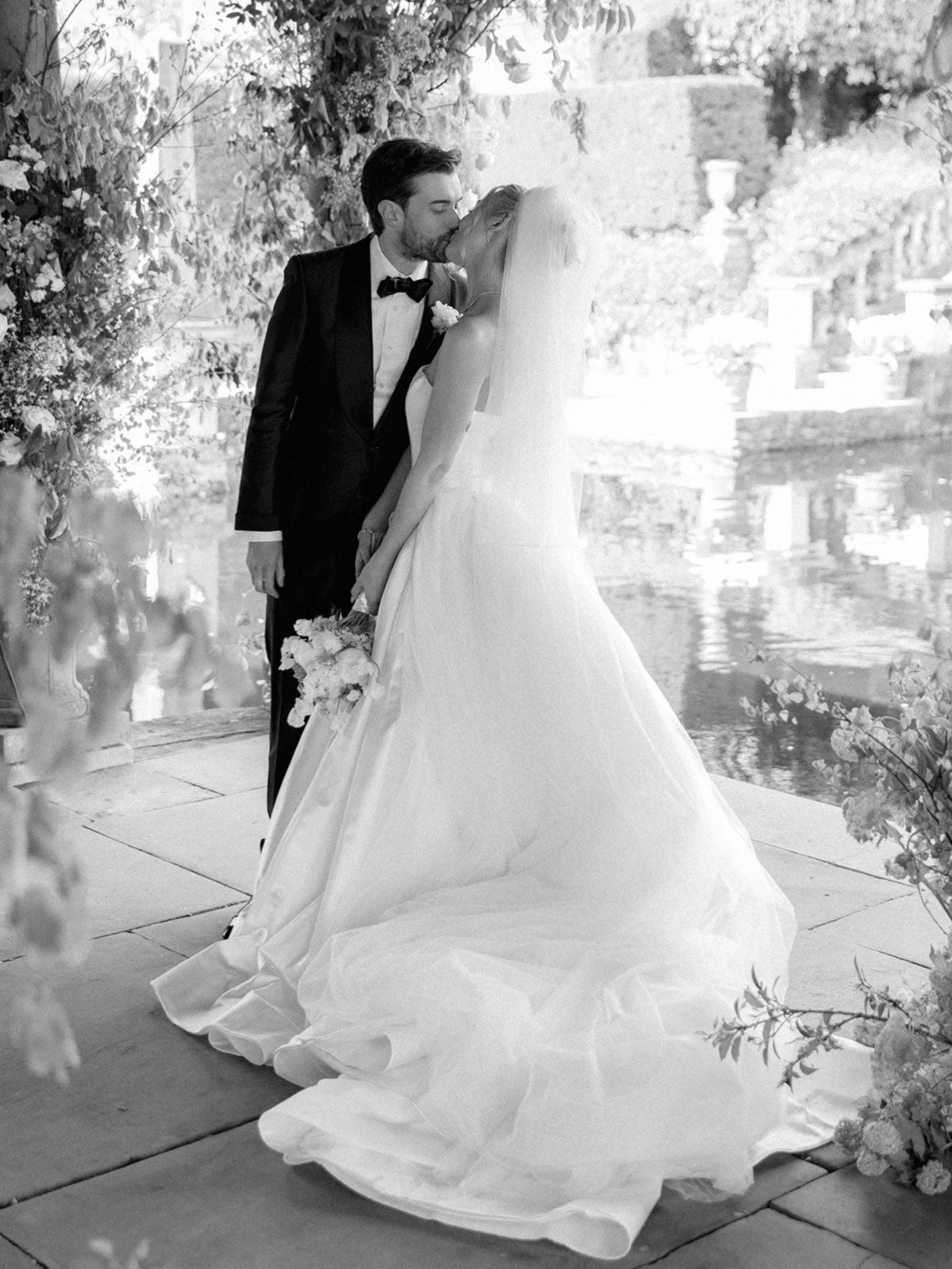 Strapless Satin Ball Gown Wedding Dress with Train