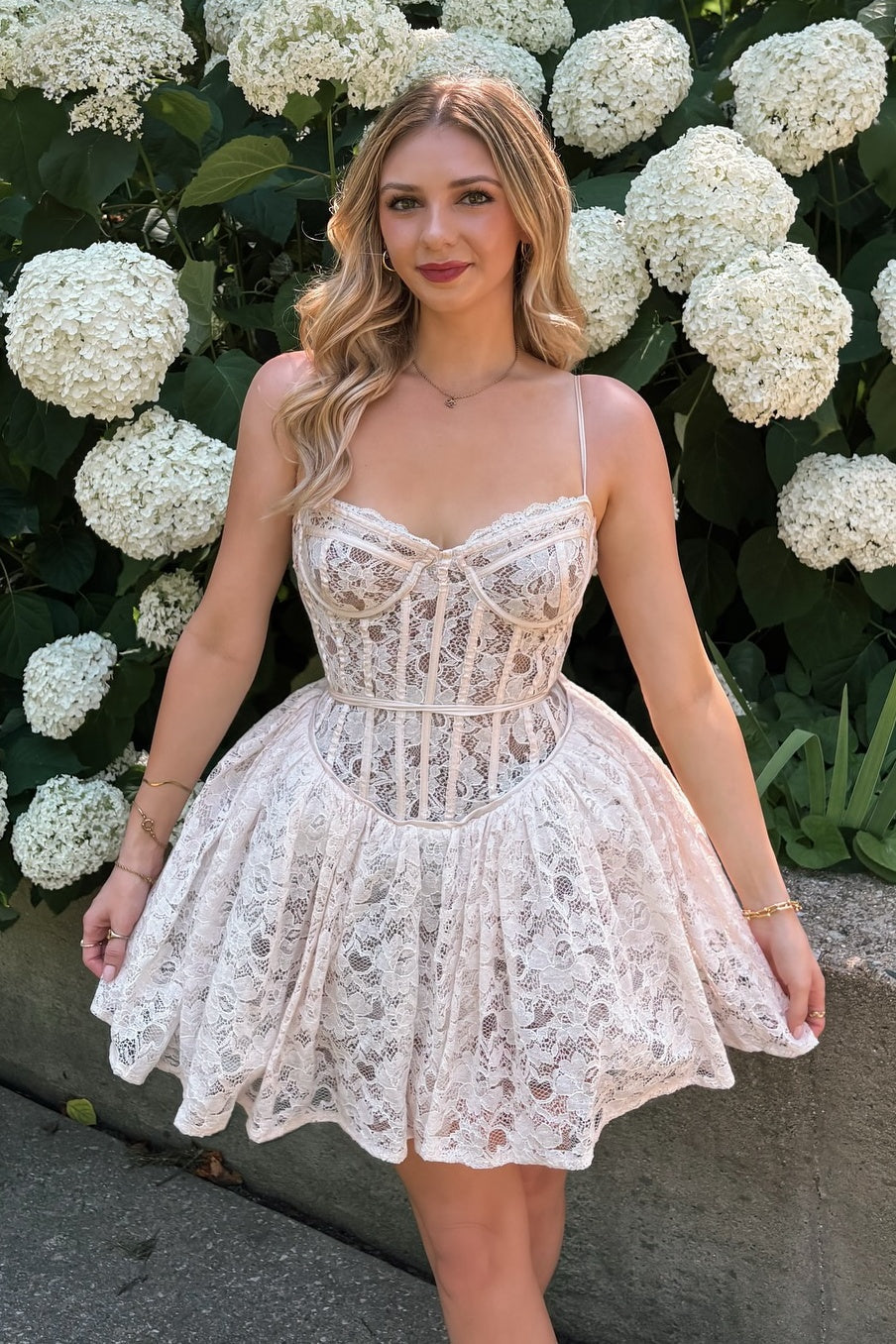 Sweetheart Lace Corset Mini Dress