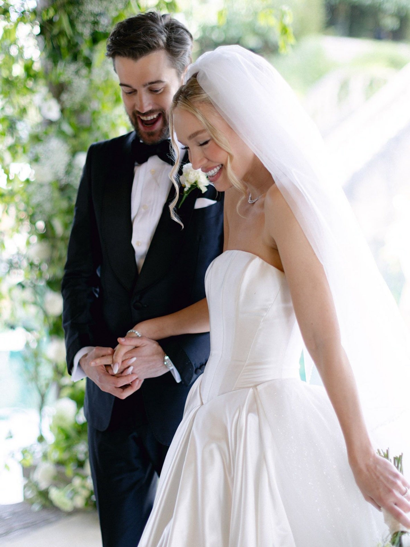 Strapless Satin Ball Gown Wedding Dress with Train