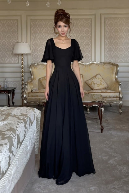 Flutter Sleeve Sweetheart A-Line Maxi Dress