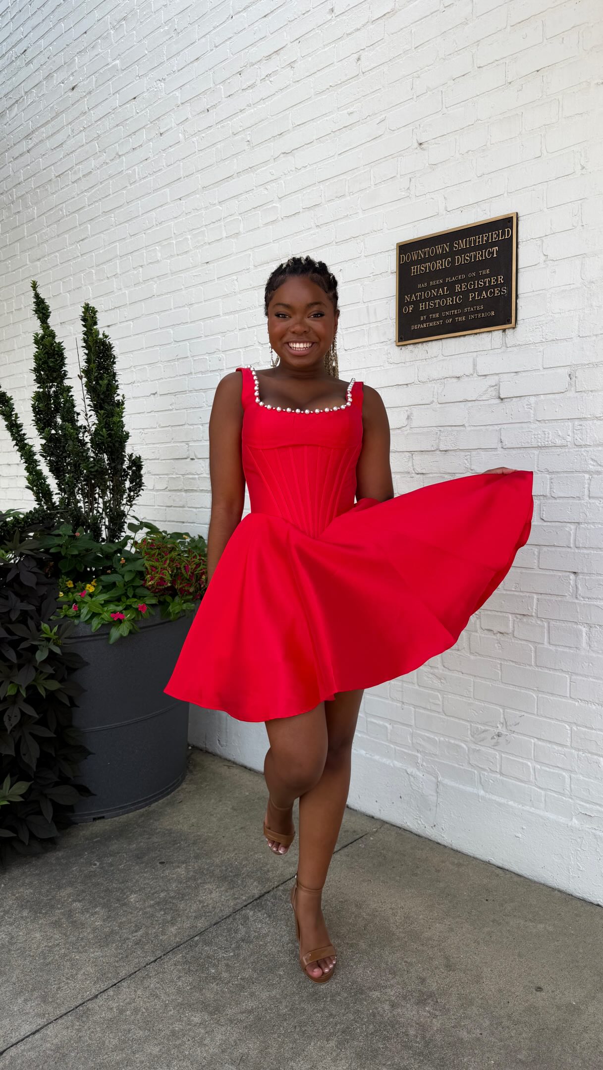 Pearl-Trimmed Corset Bodice Mini Dress