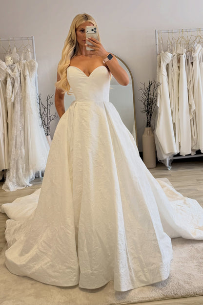 Strapless Ball Gown Wedding Dress with Textured Skirt