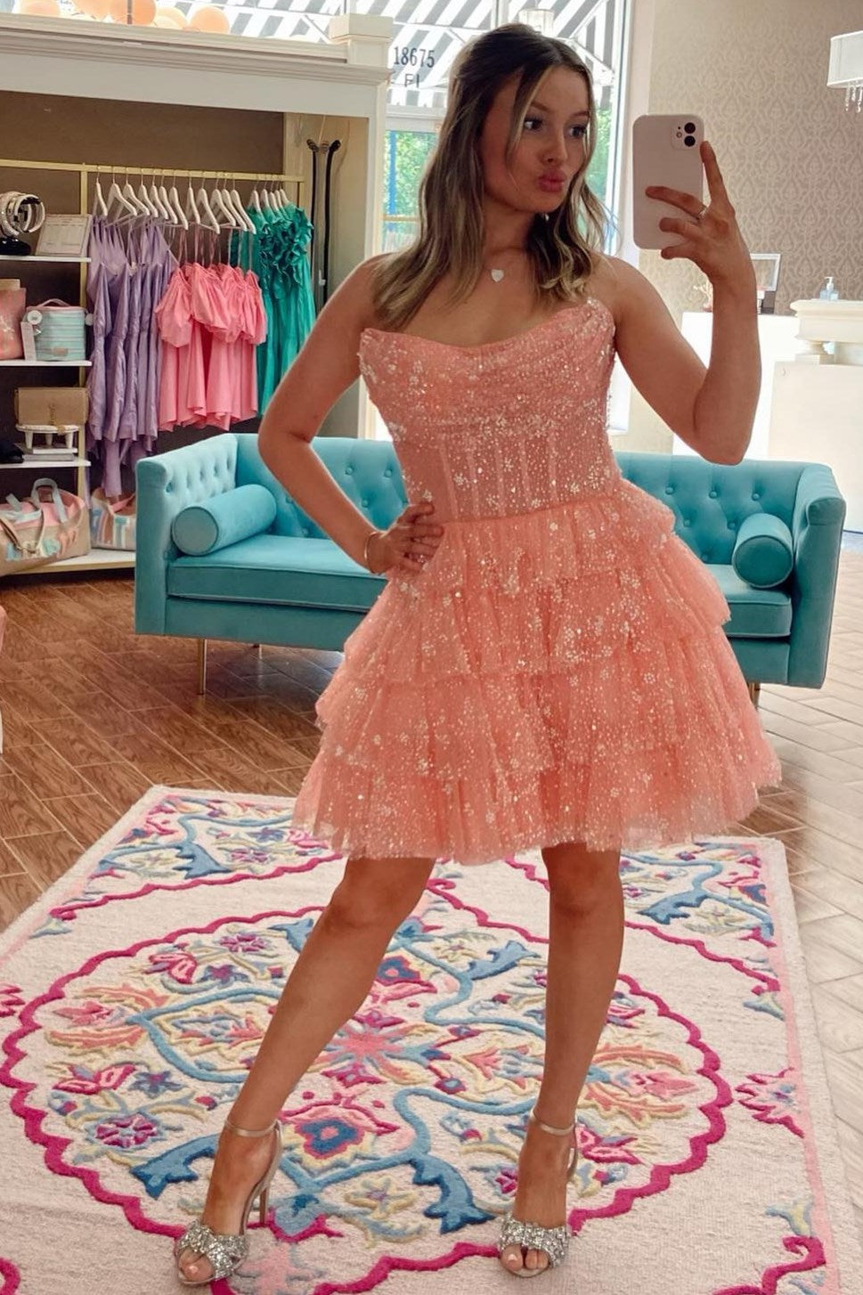 Strapless Tiered Corset Tulle Mini Dress