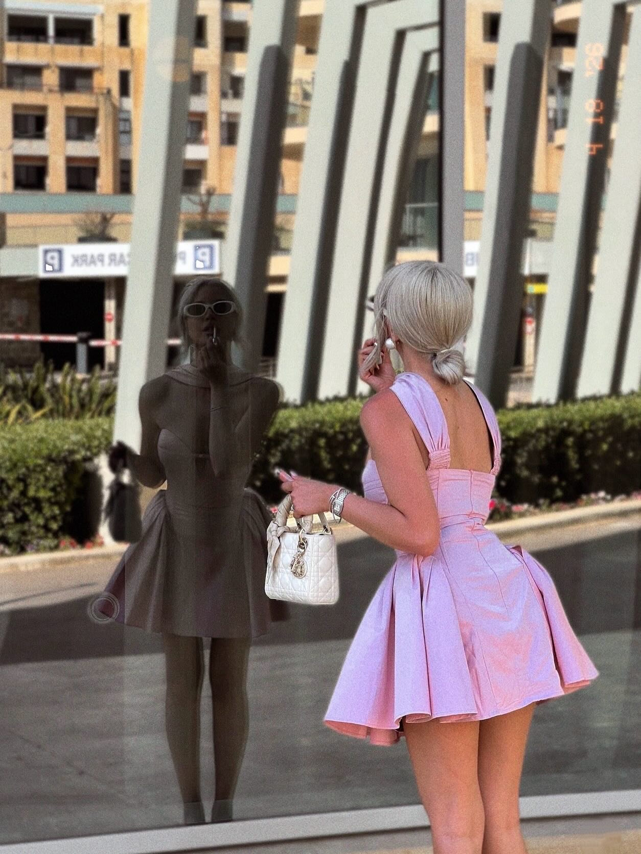 Strapless Sweetheart Cut-Out Pleated Mini Dress
