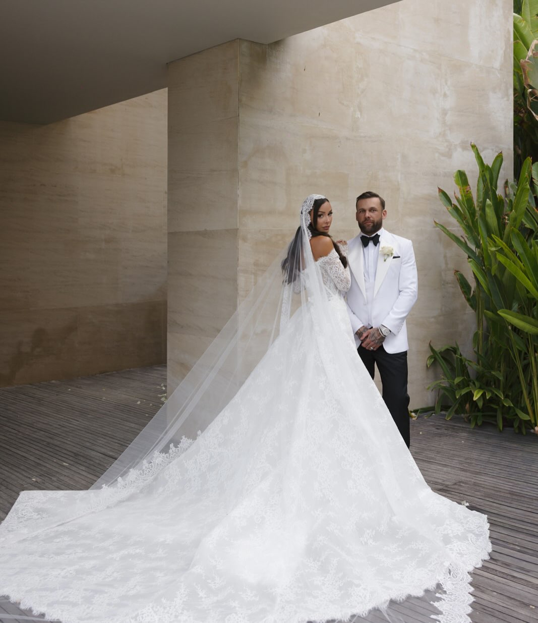 Lace Corset Ball Gown Wedding Dress with Long Sleeves