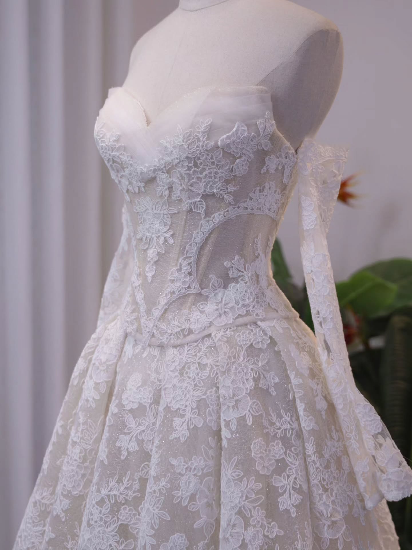 Off Shoulder Lace Corset A-Line Wedding Gown
