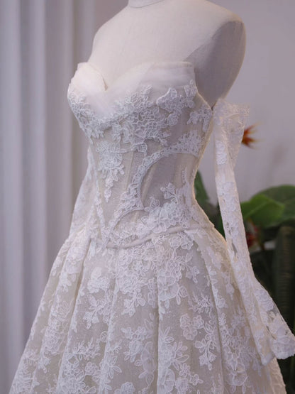 Off Shoulder Lace Corset A-Line Wedding Gown