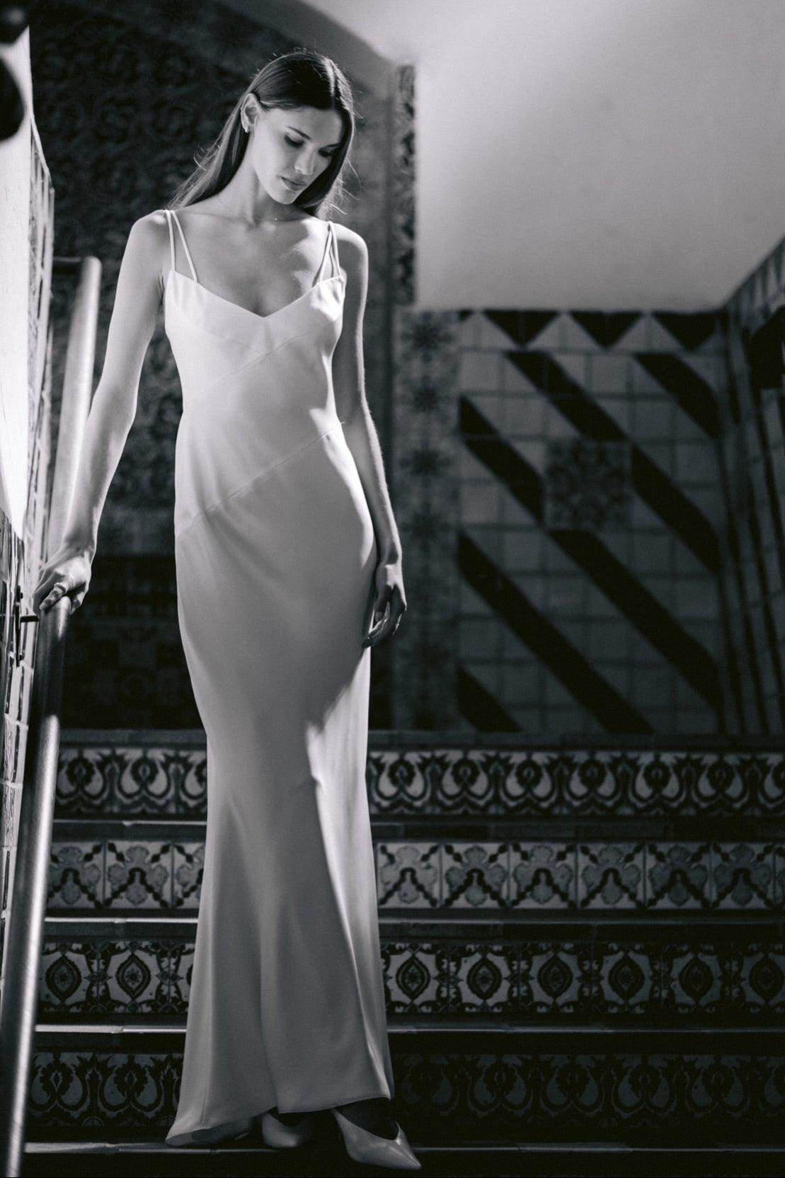 Double Strap V-Neck Slip Wedding Dress