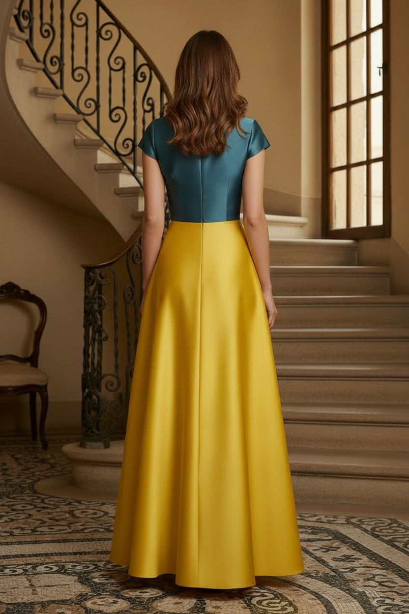 Elegant Wrap-Over A-Line Maxi Dress Set