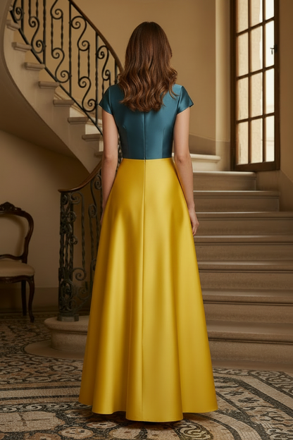 Elegant Wrap-Over A-Line Maxi Dress Set