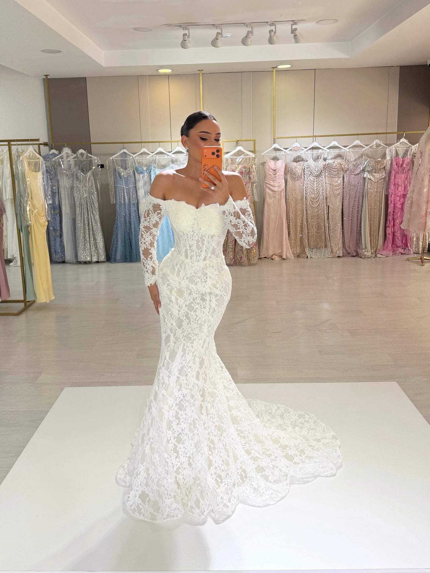 Lace Off-the-Shoulder Mermaid Wedding Dress