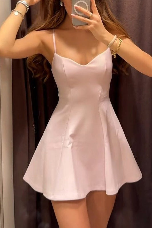 Sweetheart Spaghetti Strap A-Line Mini Dress