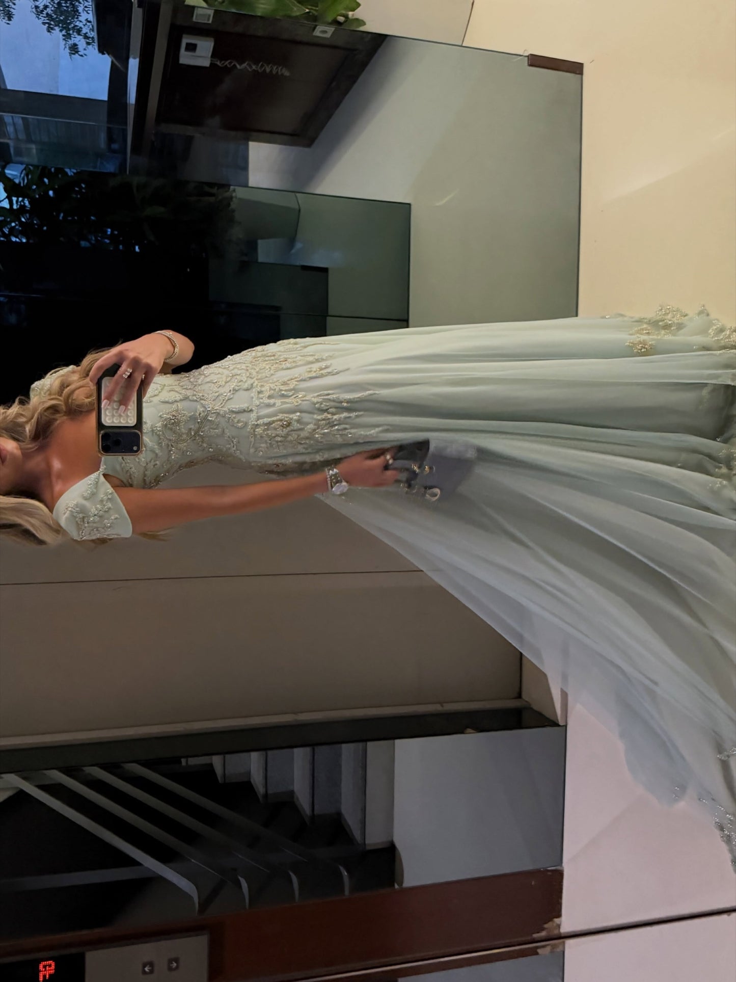 Embellished A-Line Evening Gown with Train