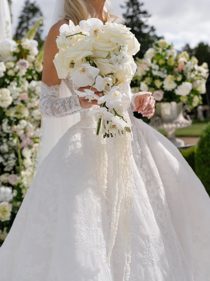Strapless Lace Corset Ball Gown Wedding Dress