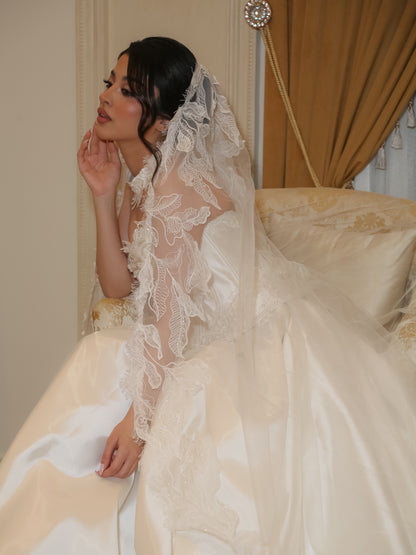 Corset Ball Gown Wedding Dress with Lace Veil