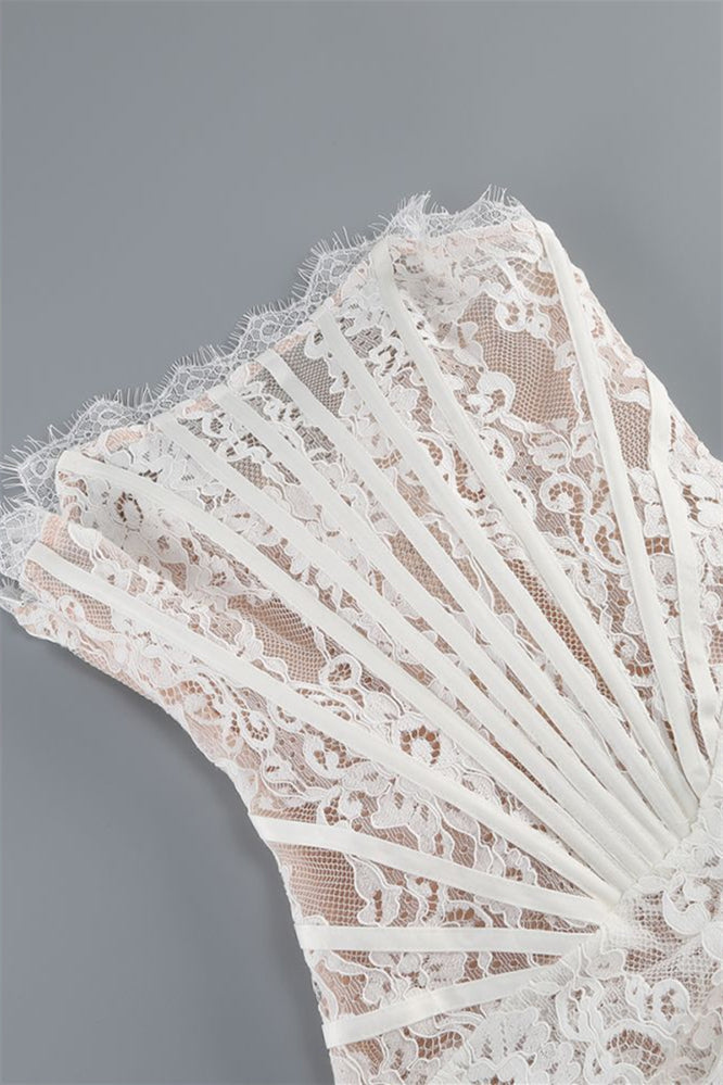 Strapless Lace Corset Mini Dress with Side Drape