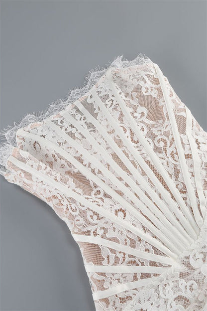 Strapless Lace Corset Mini Dress with Side Drape
