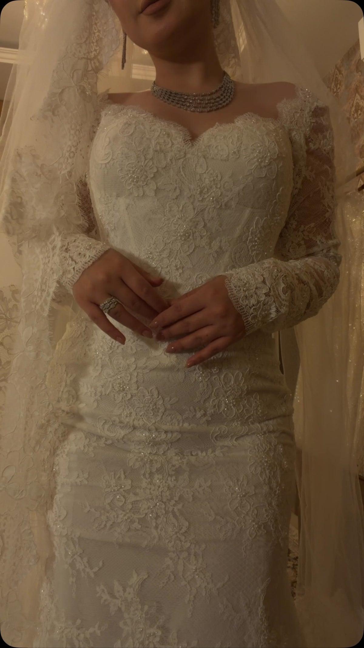 Lace Sweetheart Long Sleeve Mermaid Wedding Dress