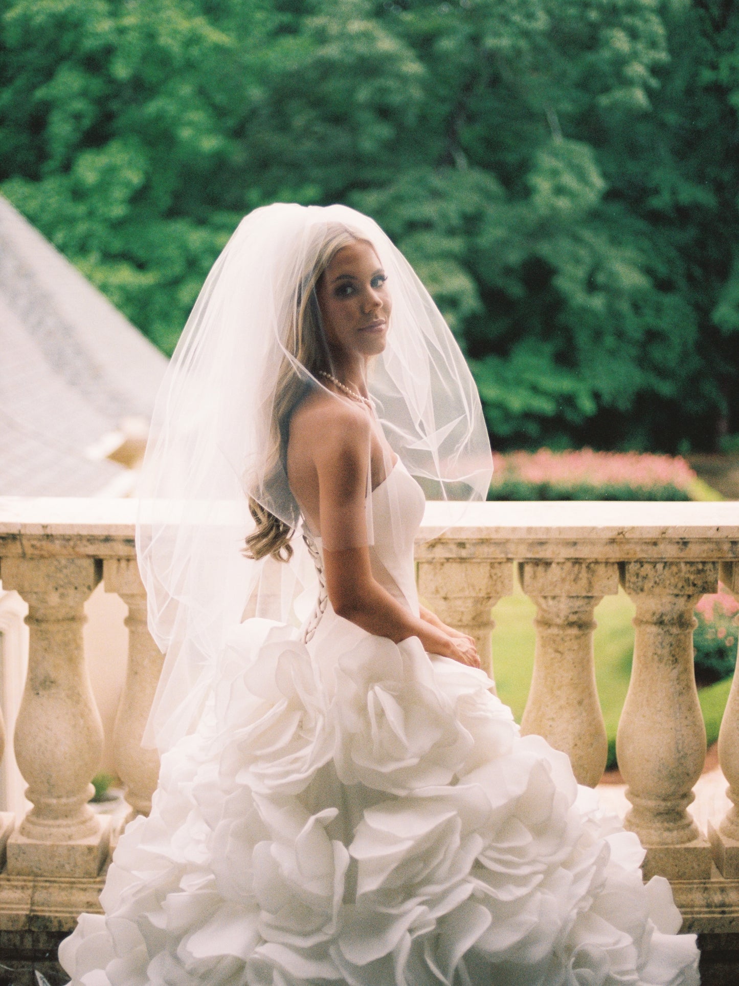 Strapless Ruffled Petal Ball Gown Wedding Dress