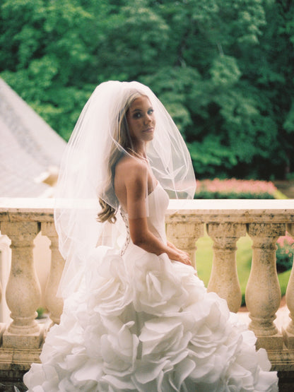 Strapless Ruffled Petal Ball Gown Wedding Dress
