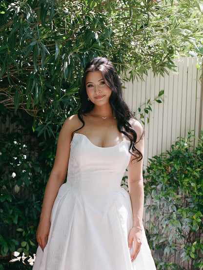 Strapless Ball Gown Wedding Dress with Structured Bodice