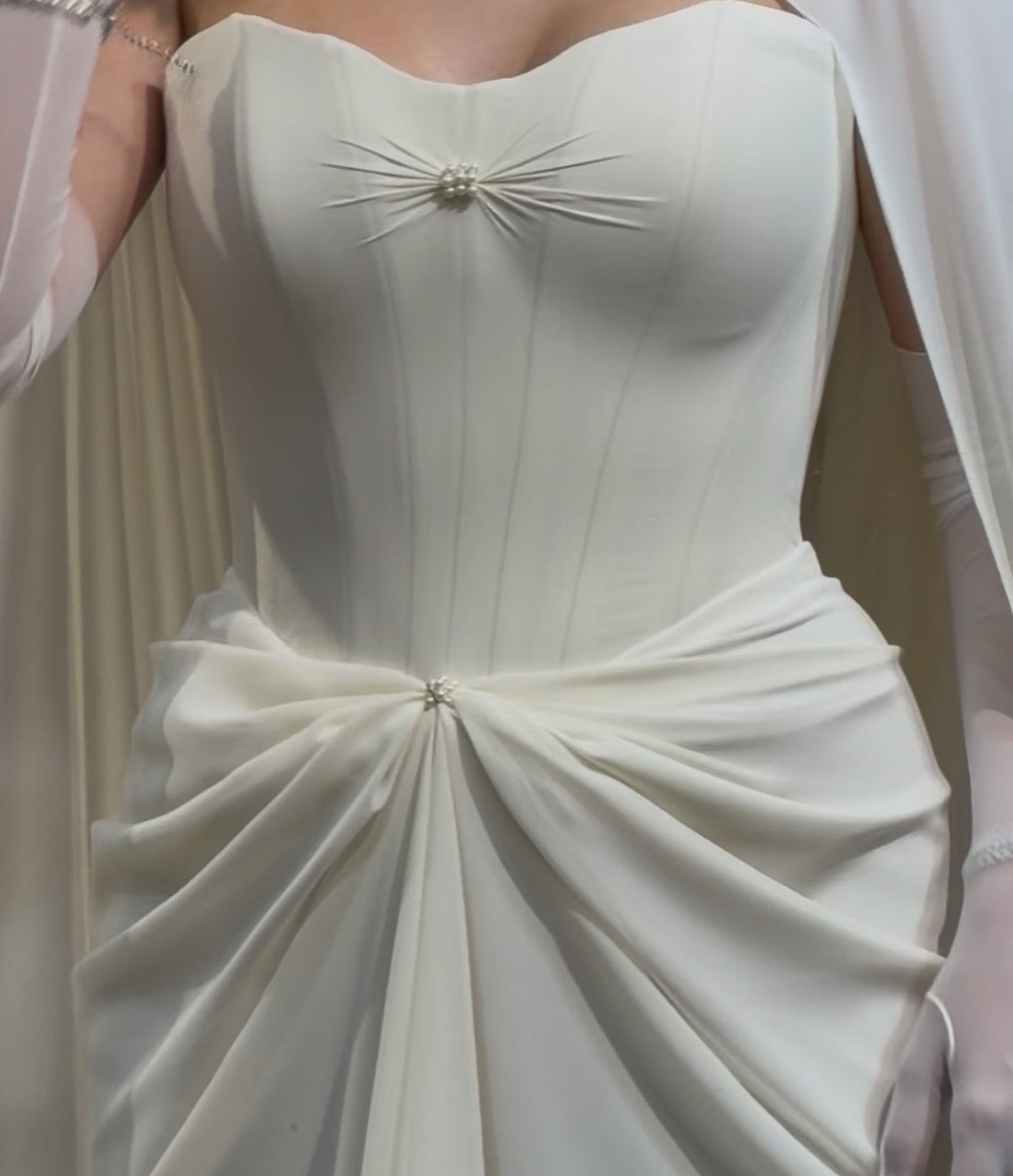 Strapless Corset Wedding Dress with Draped Skirt