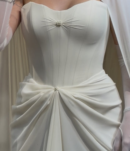 Strapless Corset Wedding Dress with Draped Skirt