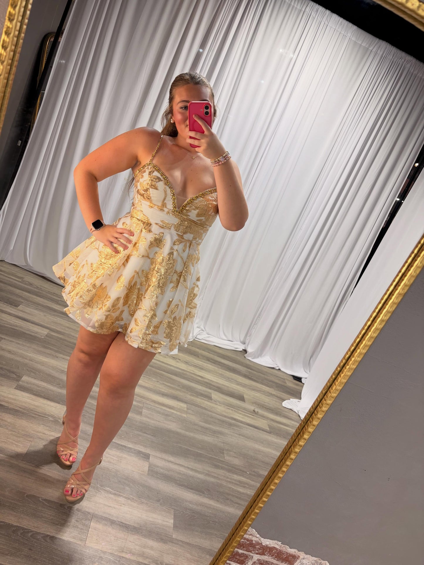 Floral Jacquard A-Line Mini Dress