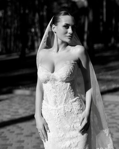 Lace Corset Mermaid Wedding Dress with Sleeves