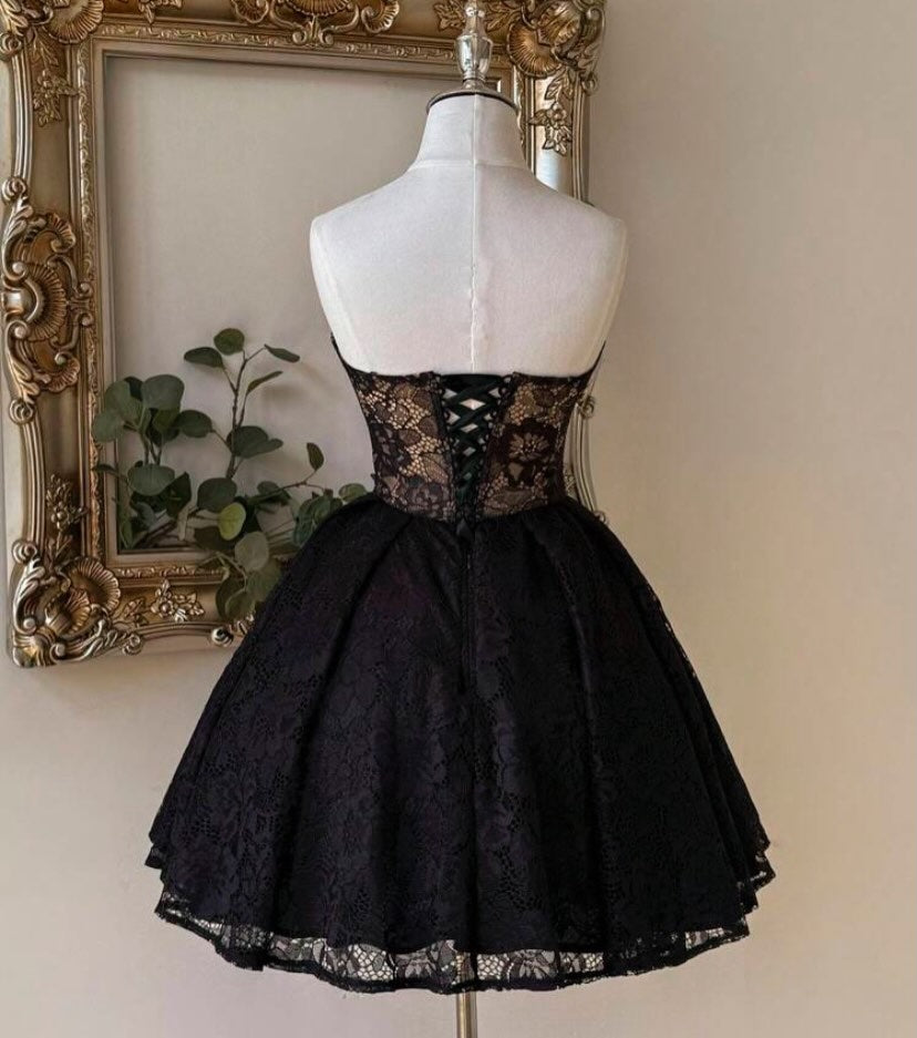 Strapless Lace Corset A-Line Mini Dress