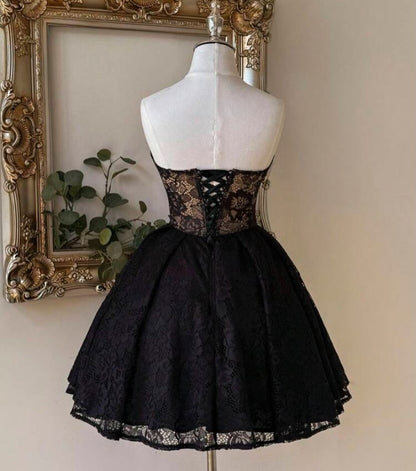 Strapless Lace Corset A-Line Mini Dress