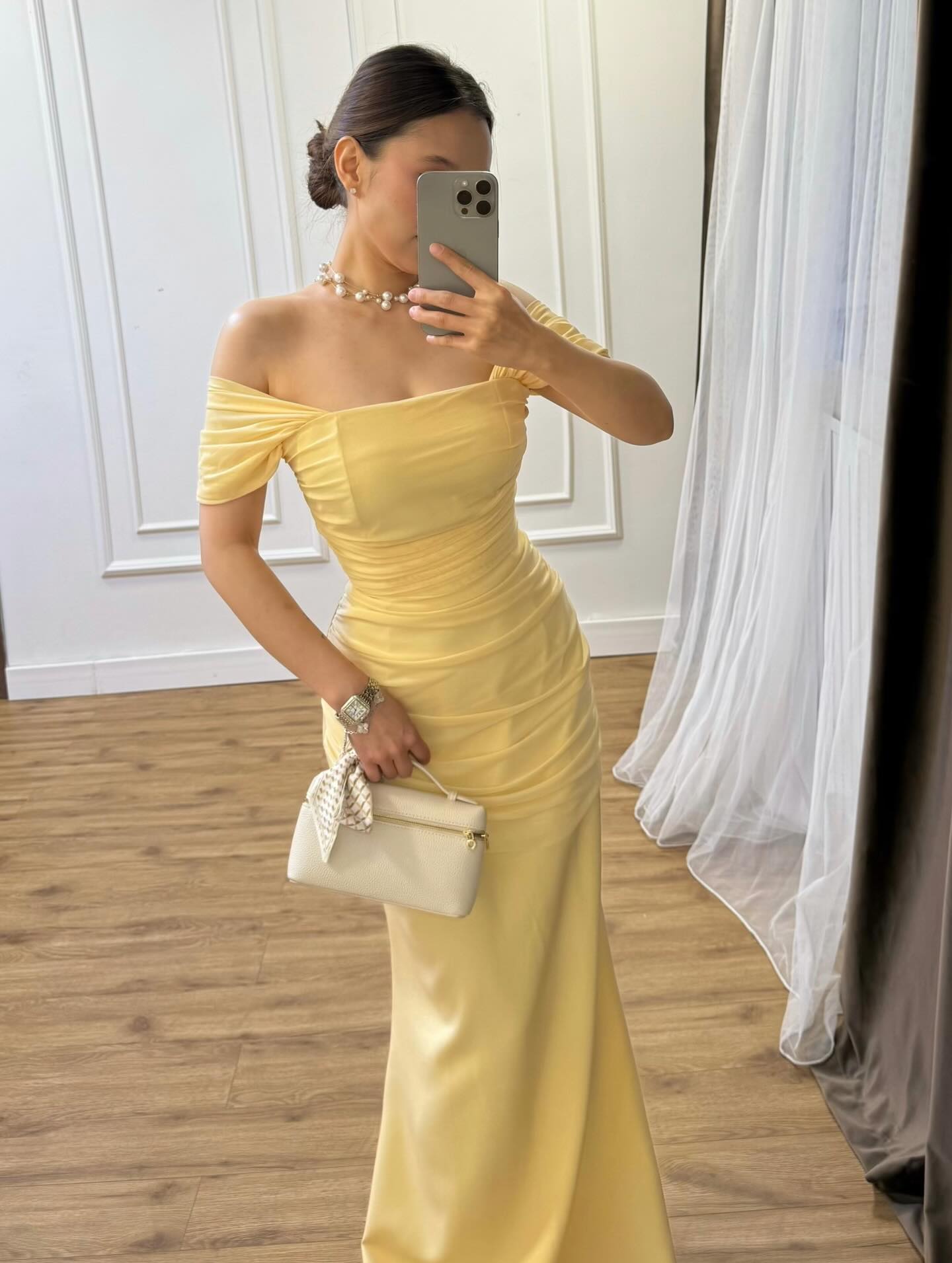 Asymmetrical Off-the-Shoulder Ruched Mermaid Gown