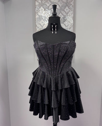 Strapless Corset Tiered Ruffle Mini Dress