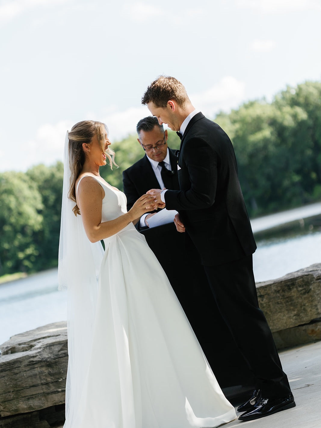 Square Neckline Satin Wedding Gown with High Slit