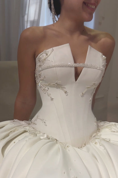 Corset Ball Gown Wedding Dress with Beading