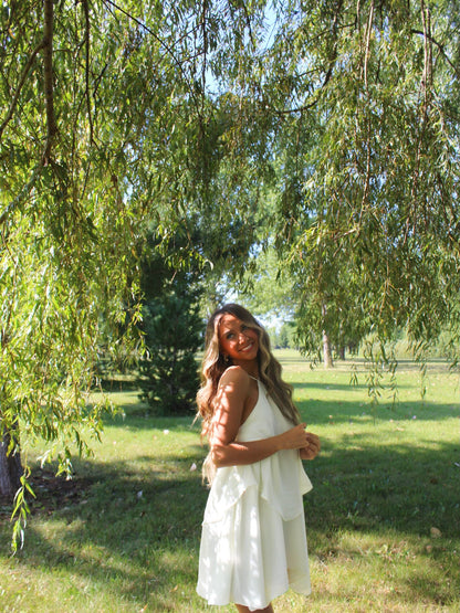 Tiered Halter Backless Mini Dress