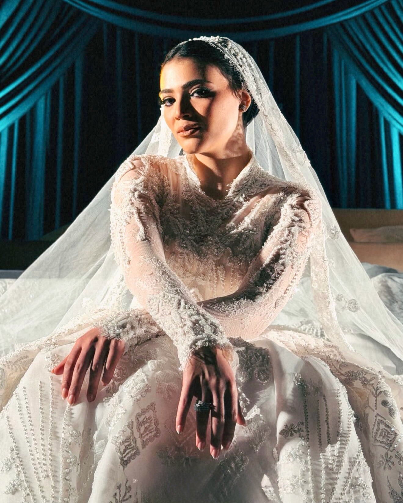 Long Sleeve Illusion Ball Gown Wedding Dress