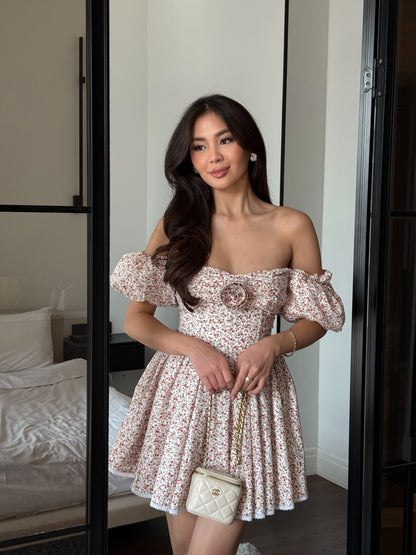 Romantic Floral Puff Sleeve Mini Dress