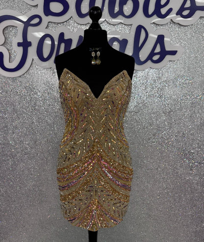 Strapless Sweetheart Beaded Bodycon Mini Dress