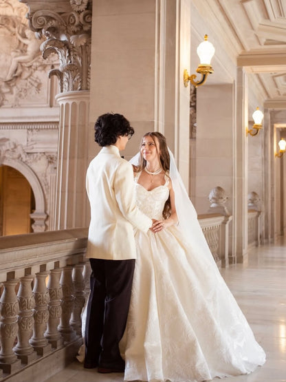 Sweetheart Floral Ball Gown Wedding Dress
