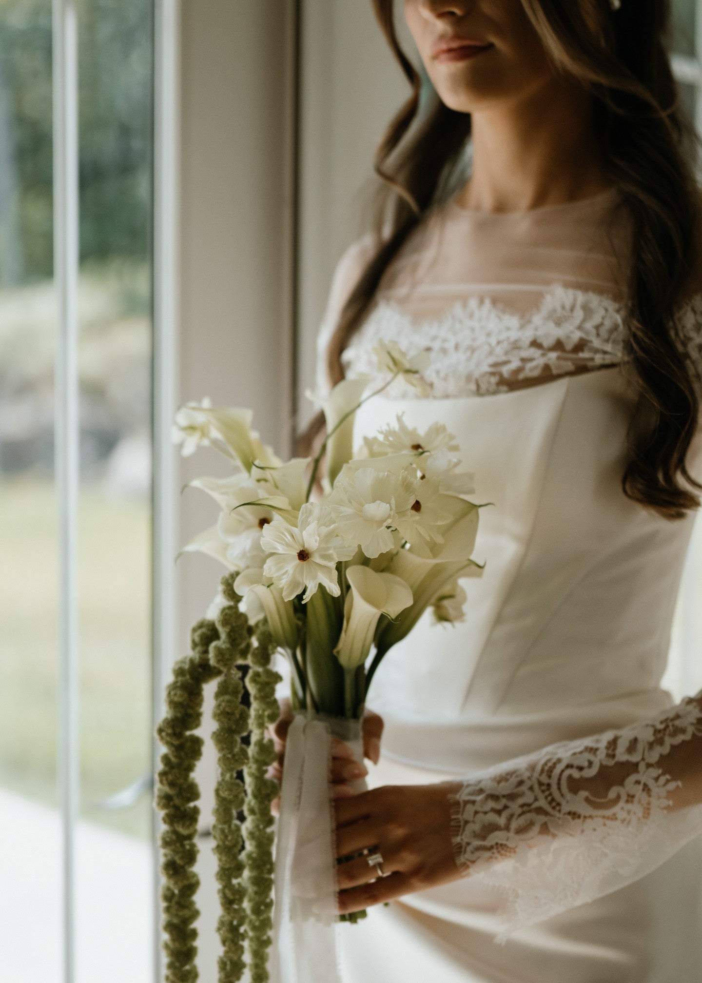 Strapless Mermaid Wedding Gown with Cathedral Veil