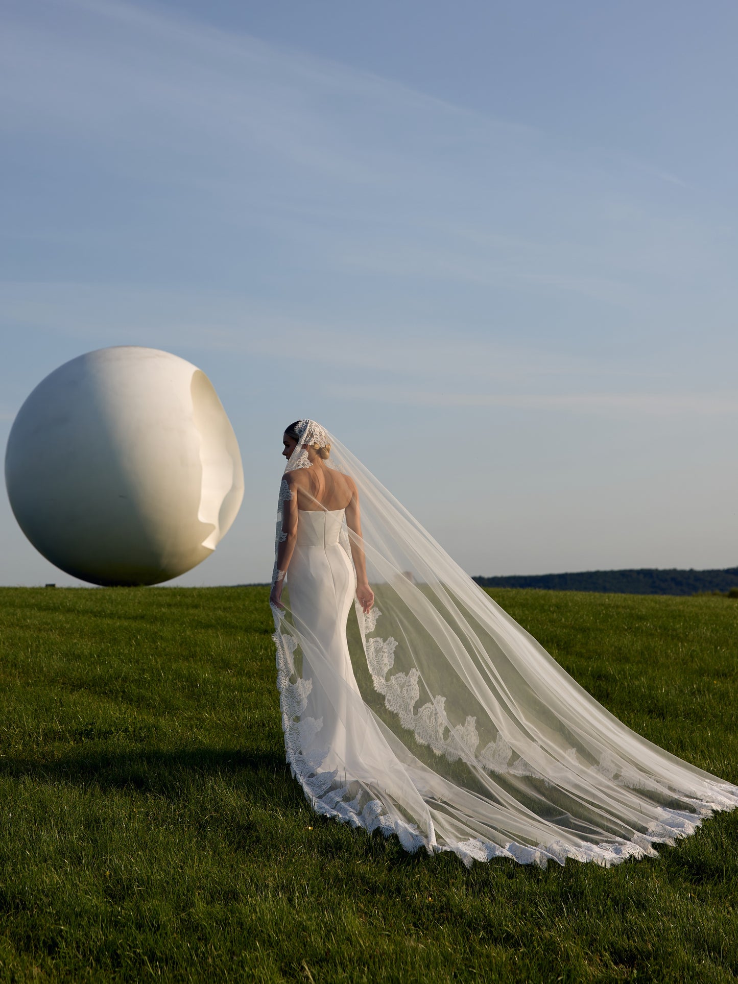 Strapless Ruched Bodice Wedding Dress with Train