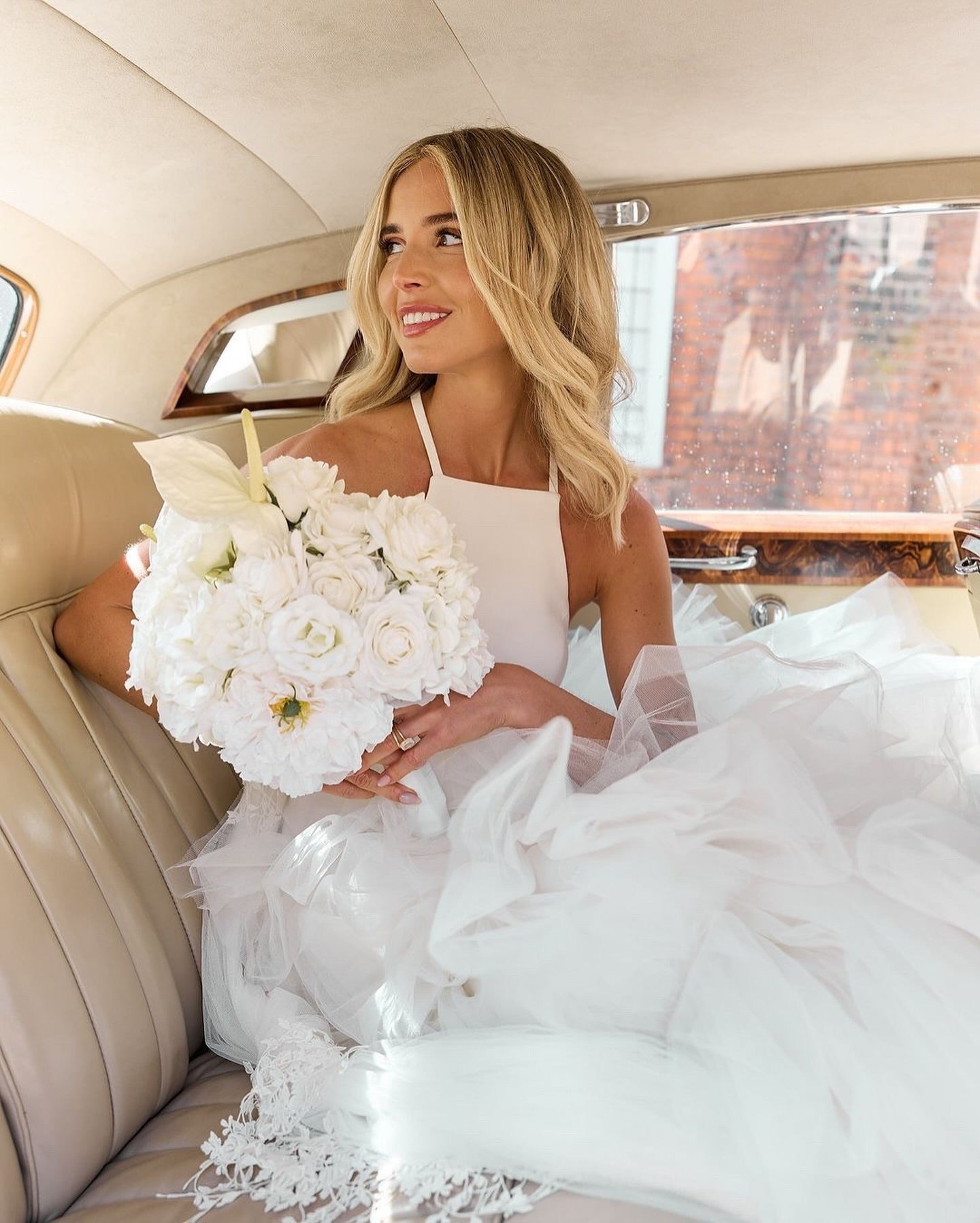 Tiered Tulle Halter Open Back Wedding Dress