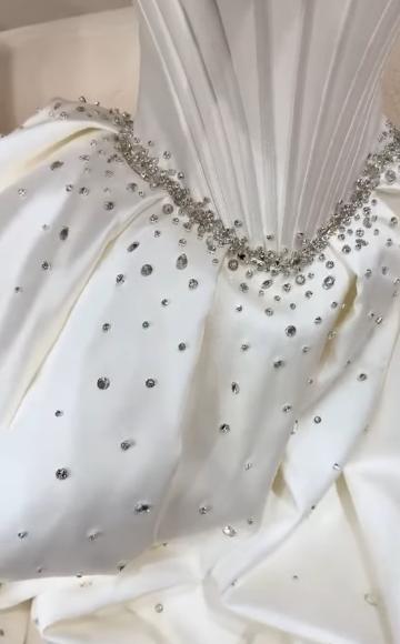Crystal Beaded Strapless Corset Ball Gown Wedding Dress