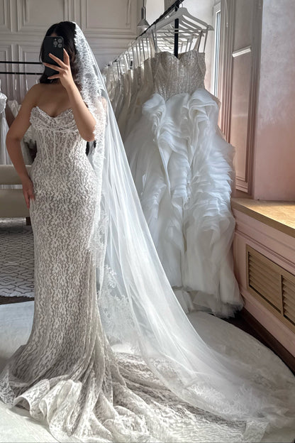 Strapless Lace Corset Mermaid Wedding Dress