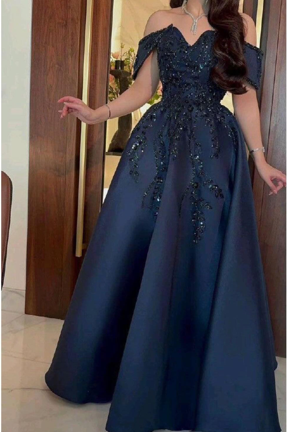 Off-Shoulder Beaded Ball Gown